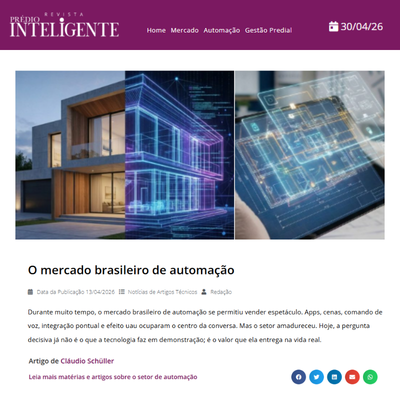 artigo O mercado brasileiro de automação de cláudio schuller na revista predio inteligente